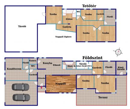Eladó Ház 8000 Székesfehérvár Kisfalud, nappali + 6 szoba + konditerem + 100 m2 tetőtéri tároló.