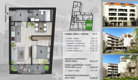 Eladó Lakás 1043 Budapest 4. kerület Újpesten, a Szent István térnél, 23 lakásos társasházban, 2025. decemberi átadással!