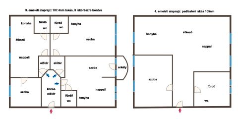Eladó Iroda 6000 Kecskemét 212nm-es ingatlan, 4 lakás vagy iroda részre bontva!